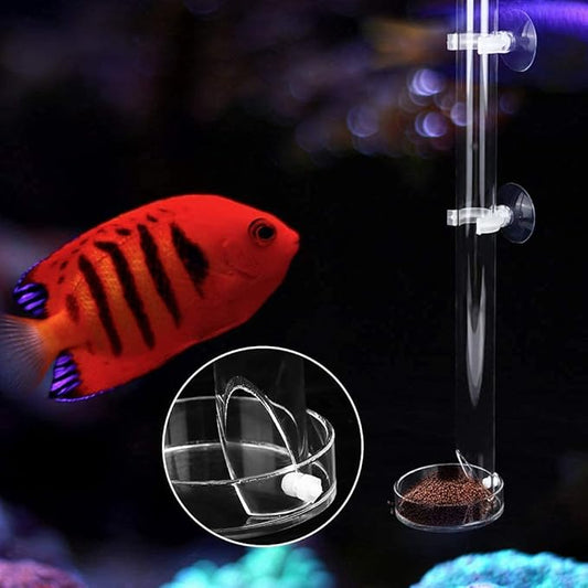 Acrylic Shrimp Feeder Tube, Ornamental Aquarium Feeding Tube Fish Food Container Set with Sucker Hook Fish Aessories(40cm)