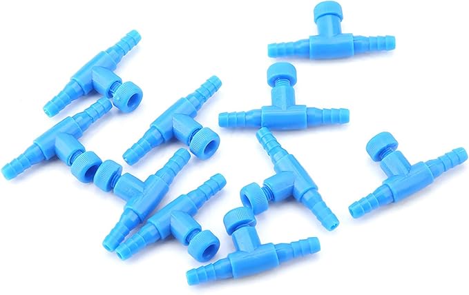 10Pcs 3 Way Aquarium Air Pump Control Valves Plastic Fish Airflow Control Valves Aquarium T-shape Inline Tubing Connectors