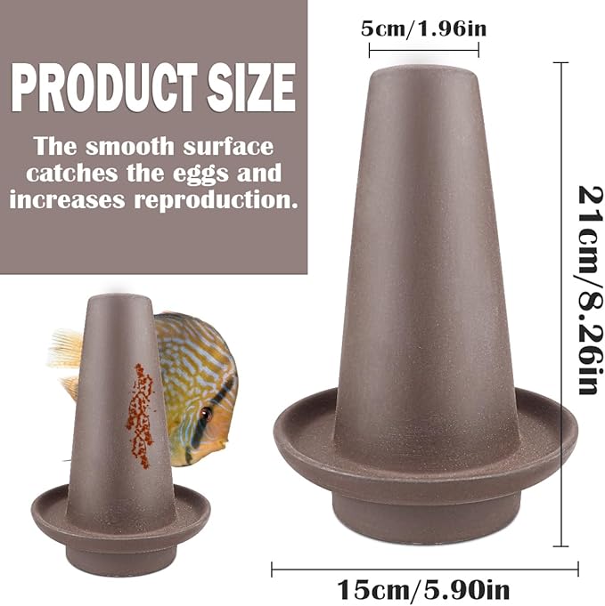 Sand Fish Breeding Cones Cave, Ceramic Spawning Breed Cone Spawning Slates Fish Tank Spawning Breed Cone for Discus Angelfish (Medium)
