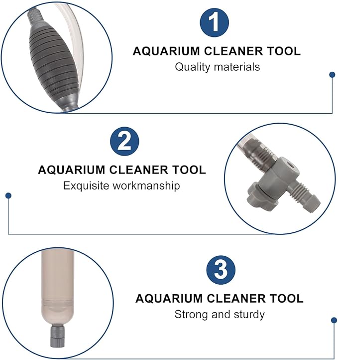 SOLUSTRE Aquarium Gravel Siphon Cleaner Fish Tank Water Changer with 3.0m Extended Hose Gray Gravel Vacuum Tool for Pond Sand Washing and Aquarium Maintenance
