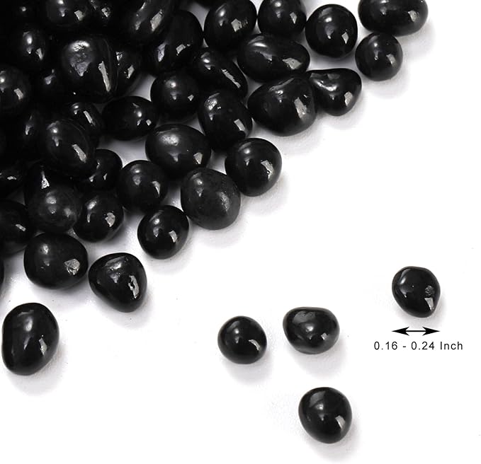 SOUJOY 3 LB Small Aquarium Substrate Gravel Sand, Polished Smooth Fish Tank Gravel, Black Crystal Chip Stone, Natural Decorative Mini Pebbles for Potted Plant, Vase Fillers, Fish Tank Rock