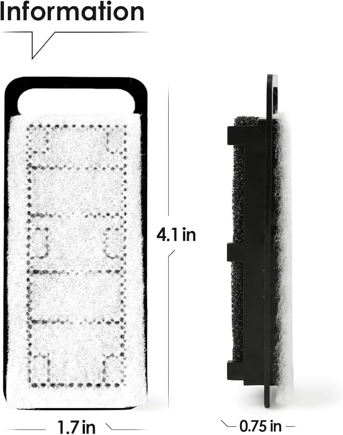Aquarium Slim Filter Cartridges (6 pcs) with Intake Sponges (2 pcs) for HOB Aquarium Filters – Mechanical & Biological Media for Small Fish Tanks