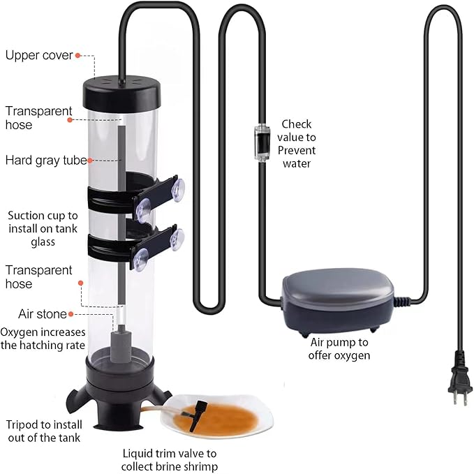 Brine Shrimp Hatchery Kits brines Shrimps Eggs Incubator Hatchery brine Shrimp Eggs Incubator Artemia Hatcherying with Silver air Pump