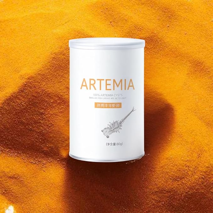 Decapsulated Brine Shrimp Eggs Non Hatching, Feeder Included, Natural High Protein Fish Food for Fry, Tropical Fish, Corals and Marine Aquariums, Artemia Nauplii, 2.82 oz (80 g)