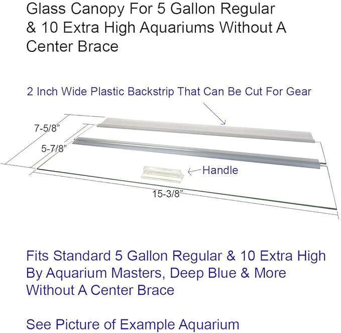 Aquarium Glass Canopies for Aquariums with & Without Center Braces, 5 to 360 Gallon Aquariums. Carefully Select Size and Match Exact Canopy Measurements. (Tank Without Center Brace, 16" L x 8" W)