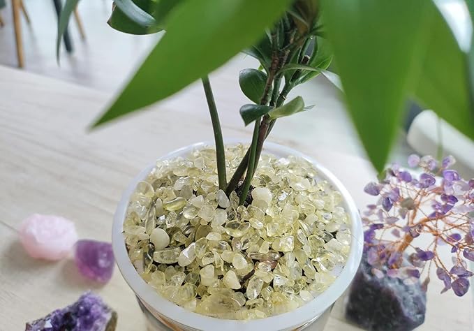 ZHIYUXI Citrine Crystal Chips Fish Tank Gravel Vase Filler Stones Bulk Crushed Crystals Gemstone Polished Natural Quartz Stone Healing Crystals Glass Stones Fish Rocks