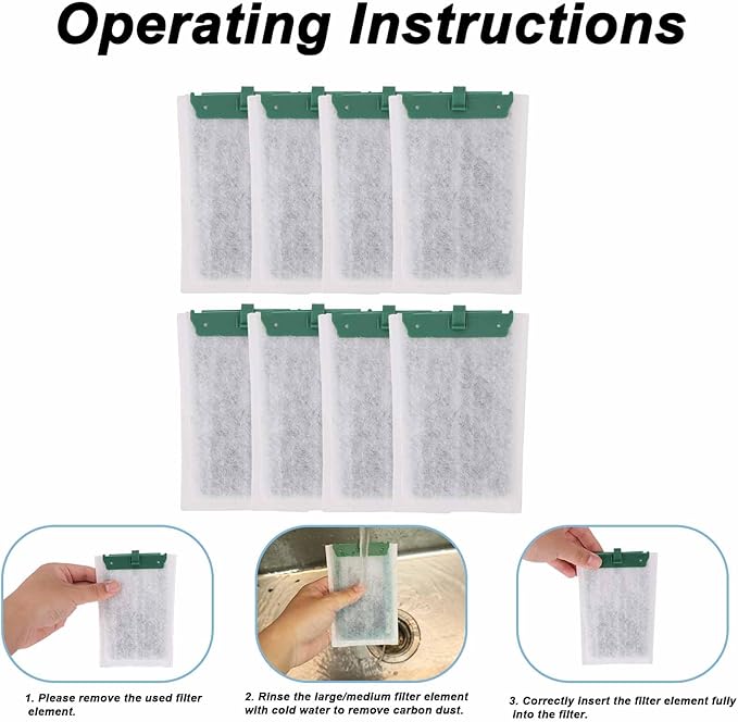 Tinoaly 8pcs Medium Replacement Filter Cartridges Compatible with Tetra Whisper Bio-Bag, Fish Tank Parts Accessories for 10i IQ10 PF10 ReptoFilter, 5-10 Gallon Aquarium