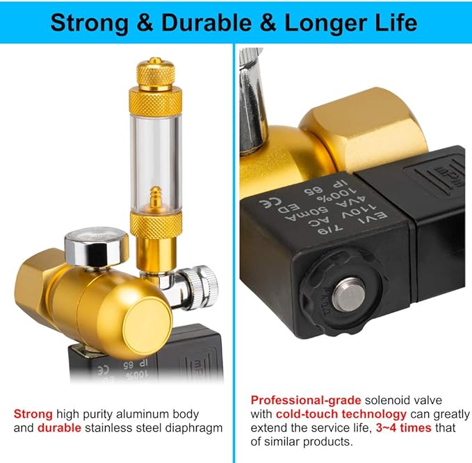 DaToo Aquarium CO2 Regulator with Bubble Counter Solenoid Check Valve Adjustable for Standard US Planted Tank CO2