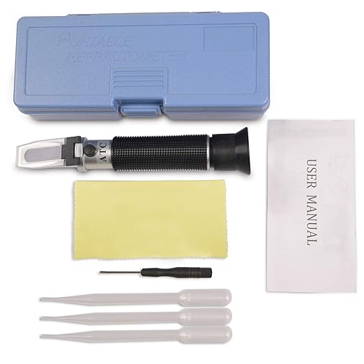 Premium Salinity Refractometer with Automatic Temperature Compensation for Saltwater, Aquarium, Marine Reef Tank Testing - Dual Scale (0-100ppt & 1.000 to 1.070 S.G.)