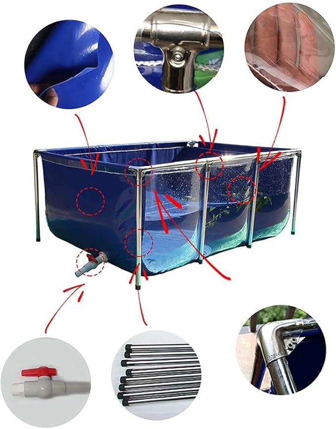 Breeding Water Tank for Goldfish Display Show Tank - Backyard Aquarium Pool Pond with Transparent Viewing Panel, PVC Canvas, Steel Frame, and Drain Valve for Stunning Aquatic