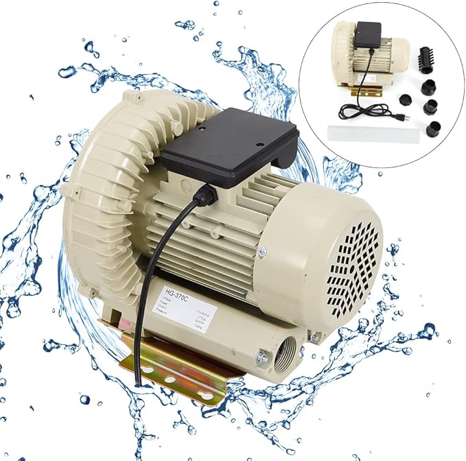 110V High Pressure Commercial Electric Air Pump Aquarium,Hydroponics Aquaculture Fish Pond Air Pump Blower for Aquarium Pond Fish Tank 370W 60m³/h