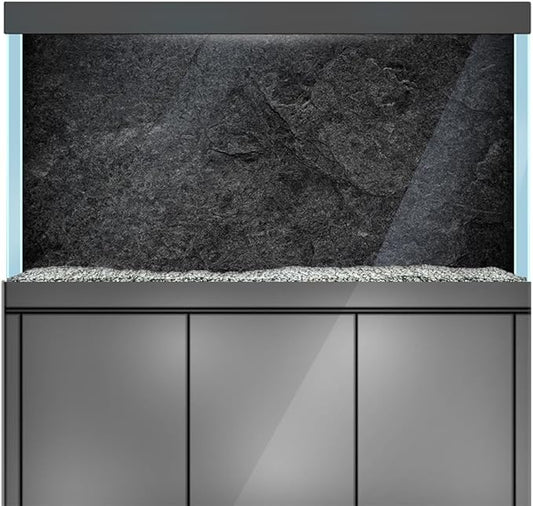 Aquarium Background Stickers - Black Stone Texture- Fish Tank Reptile Terrarium Decor Poster (60 x 40 cm / (23.6 x 15.7 inches))