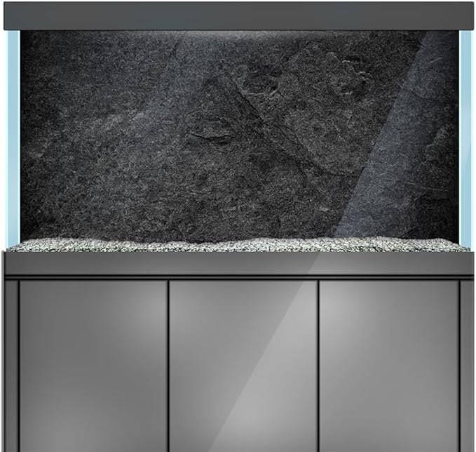 Aquarium Background Stickers - Black Stone Texture- Fish Tank Reptile Terrarium Decor Poster (120 x 60 cm / (47.2 x 23.6 inches))