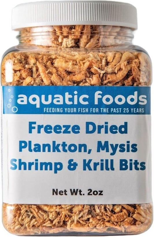 Plankton, Mysis Shrimp & Arctic Krill Bits- Freeze Dried for for Marines, Corals, Anemones, Koi & Pond Fish, Cichlids, All Tropical Fish…2oz Small Jar