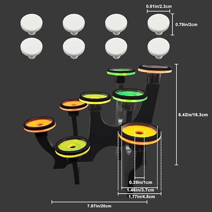 Fluorescent Acrylic Coral frag Bracket，frag Plugs Holder for Coral，Live Coral Reef frag Rack，This Set Contains a Tree-Shaped Eight-seat Holder and 8 White Premium Ceramic Bases, YGSHJ-SX8Z-1P