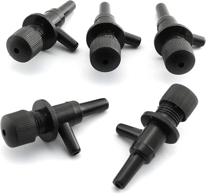 DGZZI Aquarium Air Pump Valve 5PCS Black 2 Way Fish Tank Air Line Flow Control Regulator Valve