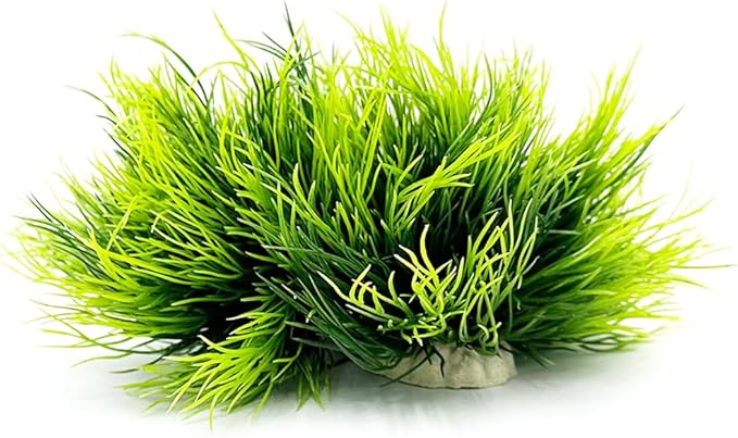 Aquarium Plants Fish Tank Decorations 2pcs Small Size/3.5inch Ornament Plastic Artificial Plant Goldfish Waterscape Fish Hides Mini Grass Set (2pcs/Green)