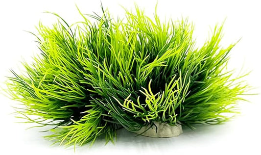 Aquarium Plants Fish Tank Decorations 2pcs Small Size/3.5inch Ornament Plastic Artificial Plant Goldfish Waterscape Fish Hides Mini Grass Set (2pcs/Green)