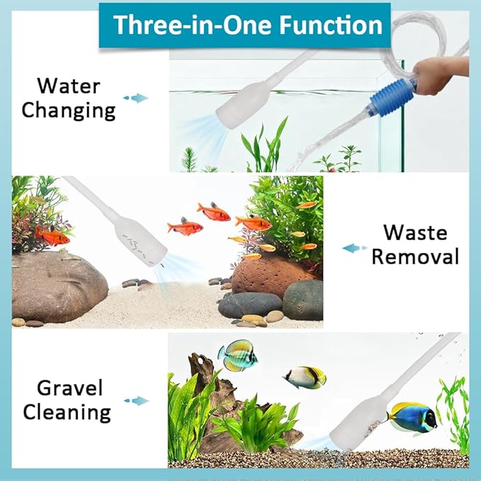 Aquarium Gravel Cleaner Fish Tank Hand Siphon Vacuum Water Changer Cleaning Tools for Fish Tank