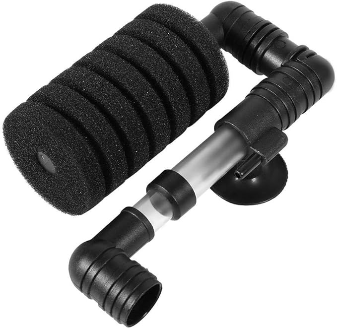 Tbest Sponge Filter,Aquarium Biochemical Sponge Filter,Aquarium Fish Biochemical Sponge Air Pump Filter Filtration with Suction Cup Single/Double Black(Single Head Filter)
