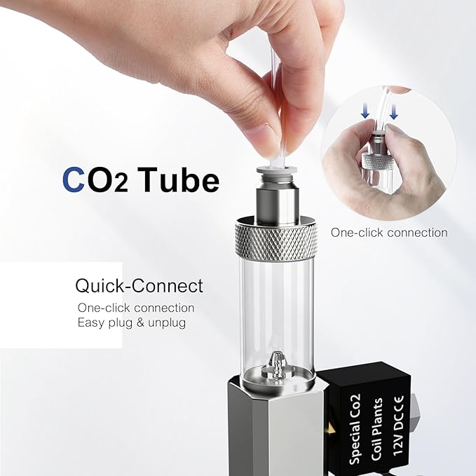 FZONE All-in-One CO₂ Solenoid Valve with Bubble Counter for CO₂ Aquarium System, Screw Connection