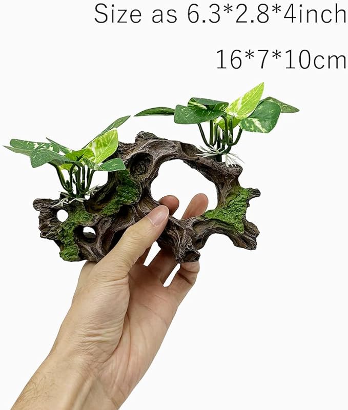 Fish Tank Decorations Aquarium Decor Ornaments Betta Silk Leaf pad Hammock Artifical Driftwood Cave Goldfish Bowl Accessories (Type-H)