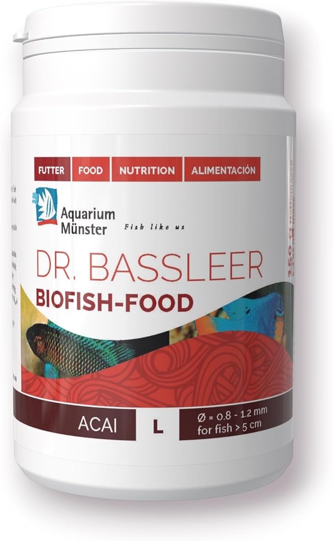 Bassleer Biofish Food ACAI – Lrg Granules (150 g) | Premium Aquarium Fish Food with Acai Superfruit, Omega-3 & Antioxidants | Scientifically Balanced Nutrition for Color, Vitality & Health