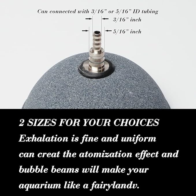 Quickun 7.8 Inch Updated Crazy Air Mineral Ball Stone Cylinder Bubbler Plus Diffuser Aquarium Fish Tank Hydroponics Pump Airstones Diffuser 3/16" 5/16" Hose ID