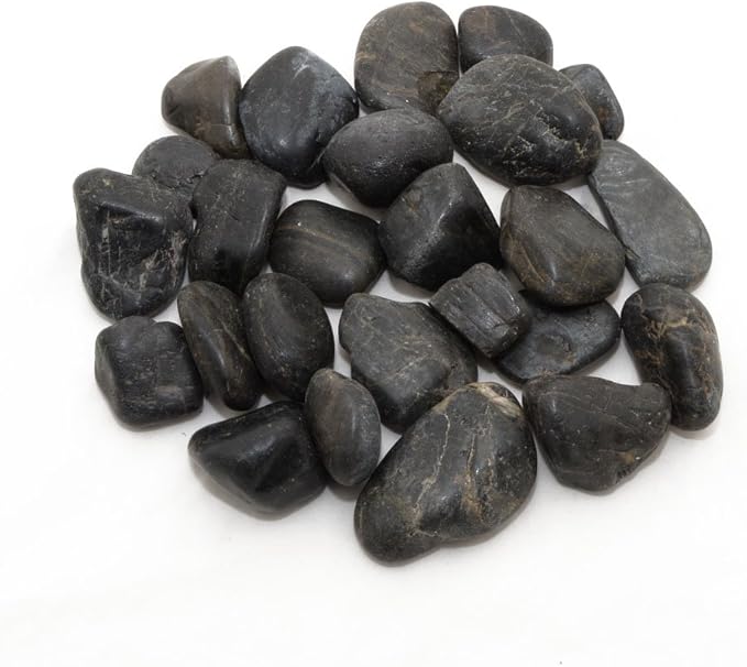 Decorative Ornamental River Pebbles Rocks for Fresh Water Fish Animal Plant Aquariums, Landscaping, Home Decor etc, Black Color, 10lbs, 2.0"-3.0"