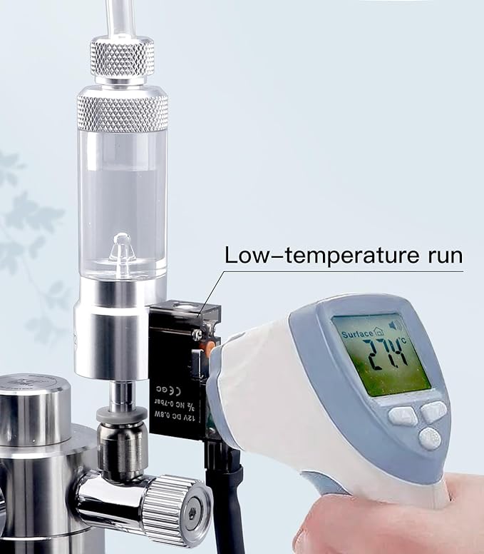 CO2 Bubble Counter with Solenoid Valve and Check Valve for CO2 Generator Regulator Planted Aquarium Quick-Plug Connection