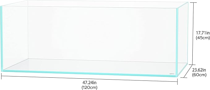 LANDEN 120P 78.4 Gallon Rimless Low Iron Aquarium Fish Tank, W47.2×D23.6×H17.7 in(120x60x45cm); 12 mm Thickness with Nano Foam Leveling Mat Included