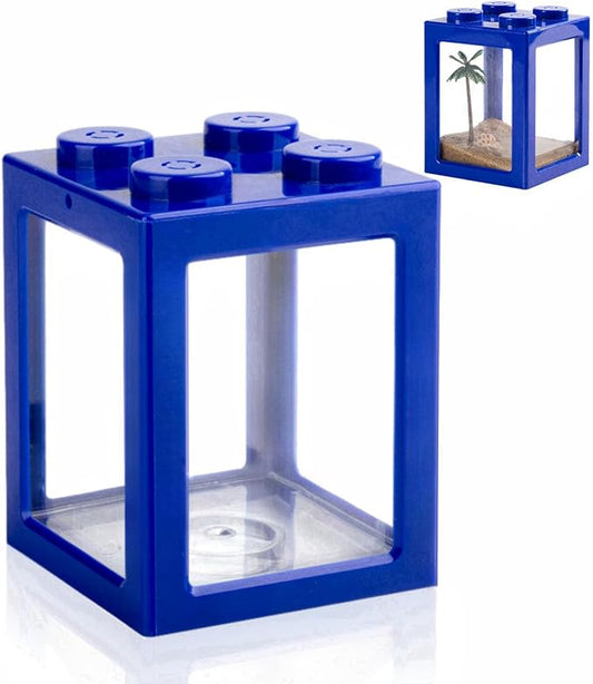 Mini Sea Monkey Tank, Small Shrimp Tank Stackable Mini Aquariums for Fairy Shrimp Eggs Moss Balls, 0.25 Gallon Temporary Betta Fish Tank Ant Feeding Case Mini Reptile Tank