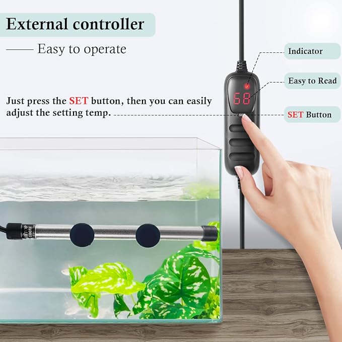 HITOP Compact Submersible Aquarium Heater -300W Digital Heater for Fish Tank/Turtle Tank, for Saltwater and Fresh Water with Temperature Controller