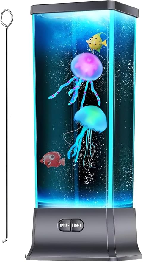 COLORLIFE Cool Jellyfish lamp Sensory Synthetic Realistic Jelly Fish Tank Aquarium Mood Lamp for Home Office Decor Gifts for Kids Women Men Birthday Christmas Holiday Presents