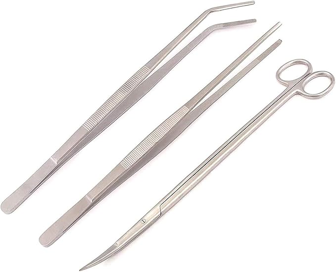 Aquarium Tools Set 3 in 1 Stainless Steel Fish Tank Aquatic Plant Tweezers Scissor Sets ODM