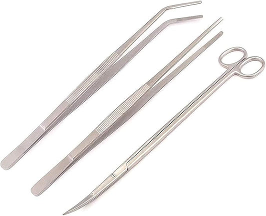 Aquarium Tools Set 3 in 1 Stainless Steel Fish Tank Aquatic Plant Tweezers Scissor Sets ODM