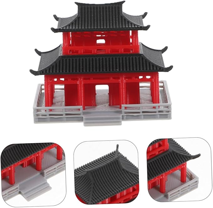 POPETPOP Miniature Chinese Pavilion Model for Aquarium and Landscape Decoration Unique Ancient Architecture Design Delicate Craftsmanship for Bonsai and Sand Table Layouts