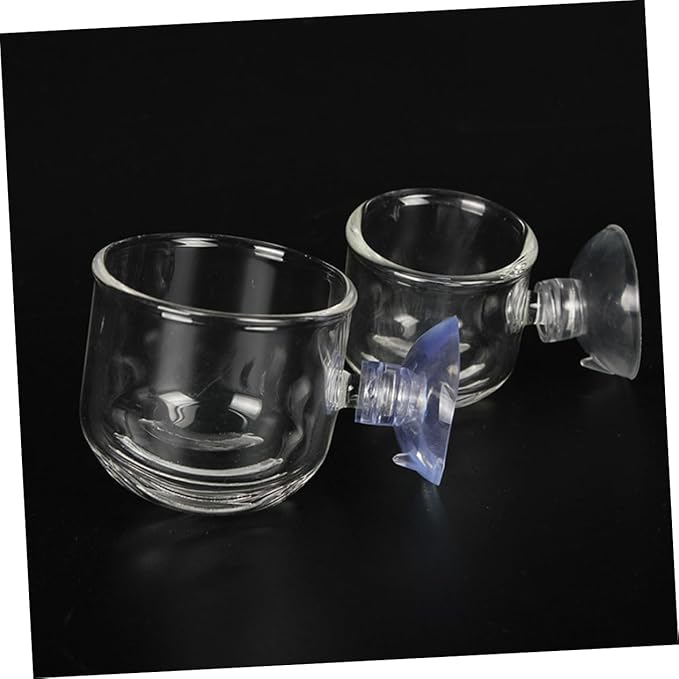 BESPORTBLE 2-piece Glass Feeding Cup for Fresh Saltwater Aquariums Fish Feeder Suction Cup Ideal for Brine Shrimp Eggs Aquarium Equipment Supplies Size s