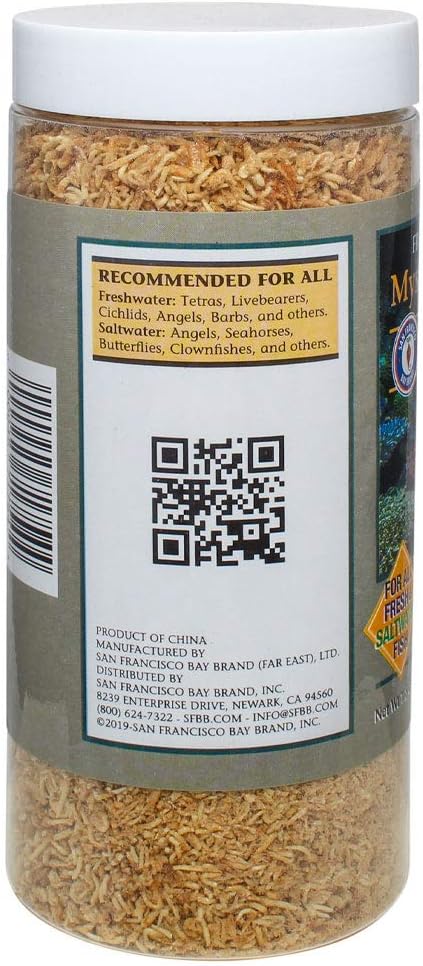 San Francisco Bay Brand Freeze-Dried Mysis Shrimp - Premium Fish Food for Live Fish, Shrimp Food, Tropical Fish Food - Ideal for Freshwater and Saltwater Fish, Cichlids, Angels - 1.8 oz (51g)