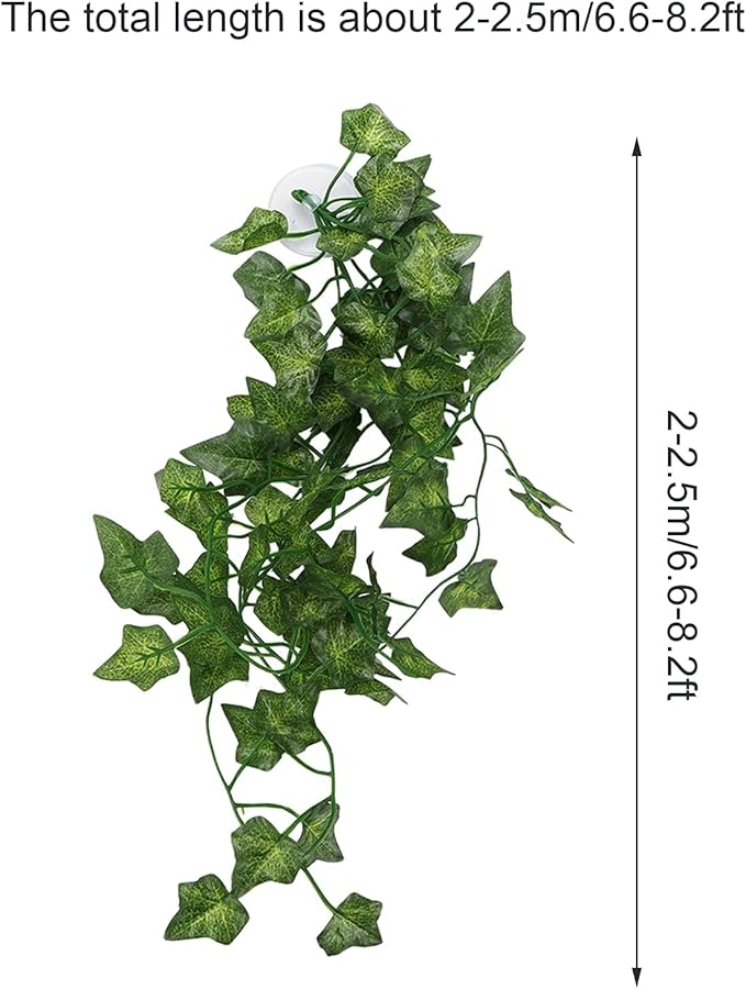 Pssopp Lifelike Plant Decorative Hanging Silk Terrarium Plant with Suction Cup for for Reptile Rainforest Box Aquarium Landscape(NFF‑87)