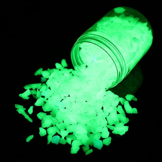 Shiny Stone Glow in The Dark Aquarium Neon Gravel Sand, Decorative Rocks for Fish Tank and Fairy Garden, Home Dec,305g/0.67lbs (5-8mm, Yellow Green)