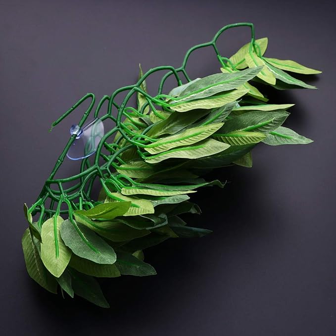 POPETPOP Reptile Hanging Plant - Terrarium Plant with Suction Cup for Bearded Dragons Lizards Geckos Snake Pets and Hermit Crab Tank Habitat Decorations