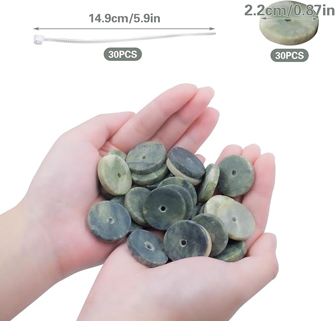 SnowTing 30 PCS Aquarium Plant Weights with Cable Ties, Aquarium Plant Anchors for Fixing Aquatic Live Plants, Anti-Floating Stone Flakes Weighted Blocks, Green