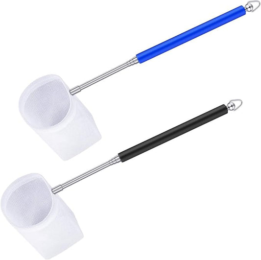 2 Pieces Fish Tank Shrimp Net Extendable Handle Shrimp, Aquarium Stainless Steel Small Fishing Net with Adjustable Handle for Pond
