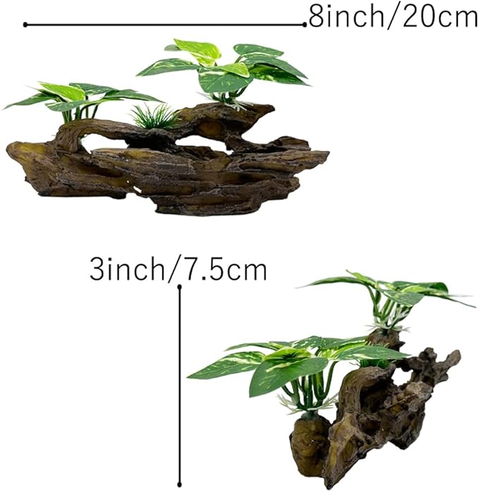 Fish Tank Decorations Aquarium Decor Ornaments Betta Silk Leaf pad Hammock Artifical Driftwood Cave Goldfish Bowl Accessories (Type-B)