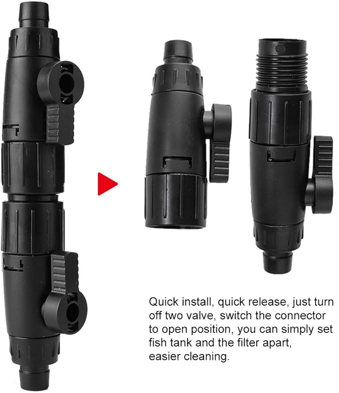 Aquarium Hose Valve Pipe Valve Fish Quick Release Connector Aquarium WaterControl Valve Pipe Connector Adapter with Quick Release Handle(12mm)