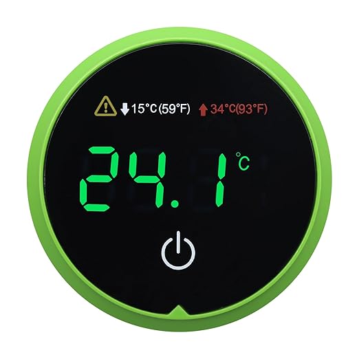 Aquarium Digital Thermometer with LED Touch Screen - Stick-on Fish Tank Thermometer for Betta Tanks, HI/LO Temperature Alarm, Cordless Waterproof Sensor, CR2032 Battery (14-140°F/-10-60°C)