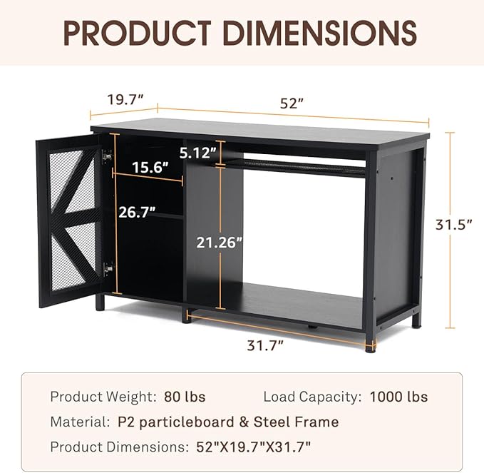 OC Orange-Casual 55-75 Gallon Aquarium Stand with LED Lighting & Power Outlets - Heavy Duty Metal Fish Tank Cabinet with Adjustable Shelves, 1000LB Capacity, Black