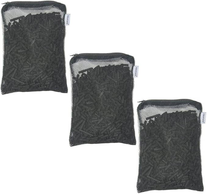 Canister Filter Media Replacement Bags - Activated Charcoal Pellet Carbon, Bio Ceramic Rings, 1" Bio Sponge Balls for Aquarium Fish Pond Tank Canister Water Filtration (Carbon 3-Pack)
