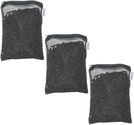 Canister Filter Media Replacement Bags - Activated Charcoal Pellet Carbon, Bio Ceramic Rings, 1" Bio Sponge Balls for Aquarium Fish Pond Tank Canister Water Filtration (Carbon 3-Pack)